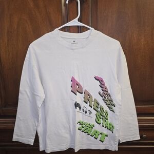 H&M Kids White Long Sleeve Shirt with Multicolor Print